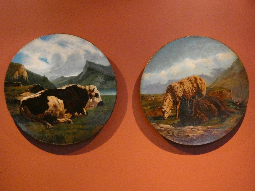 two painted plates by Fortune Mollot