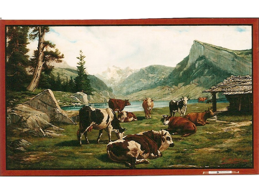 Cows in an alpine pasture-painting-1880